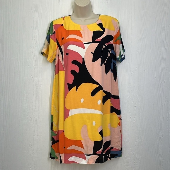 VICI - Bright Colorful Fun Print Short Sleeve Zip Up Mini Dress Size Large - Picture 2 of 11